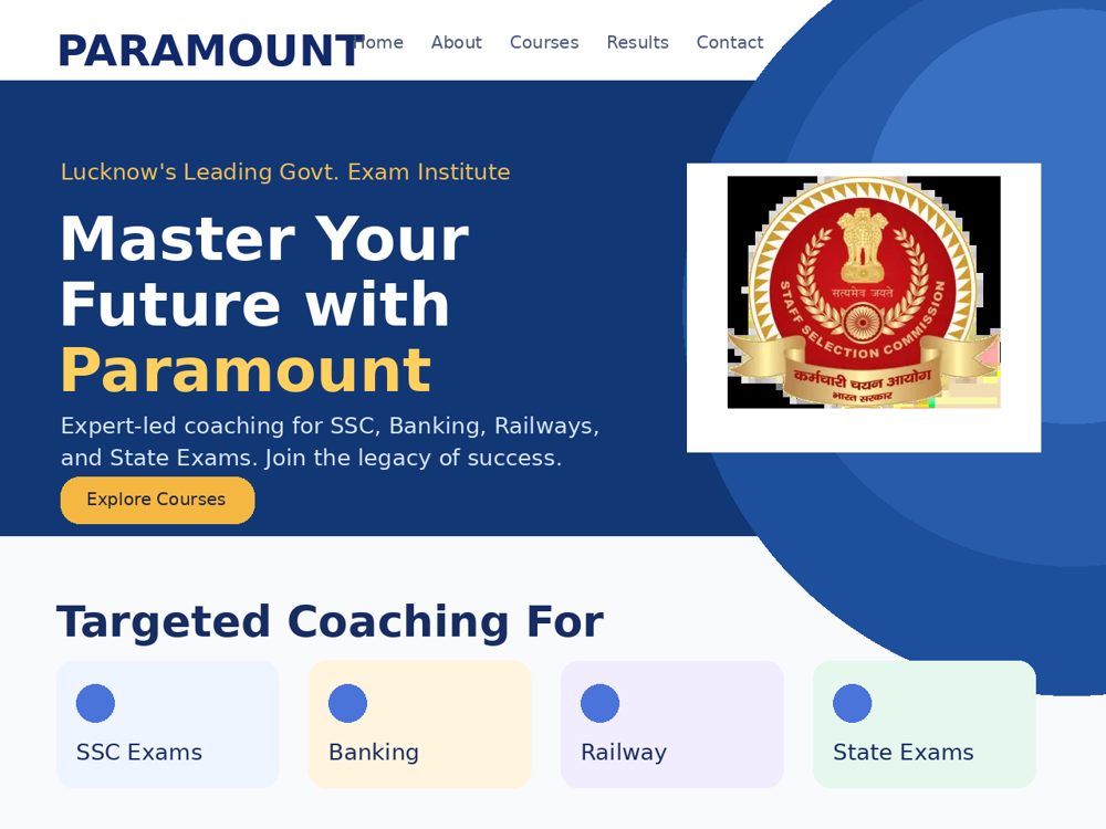 Paramount Coaching institute website project by Uttam Kumar Bhartiya
