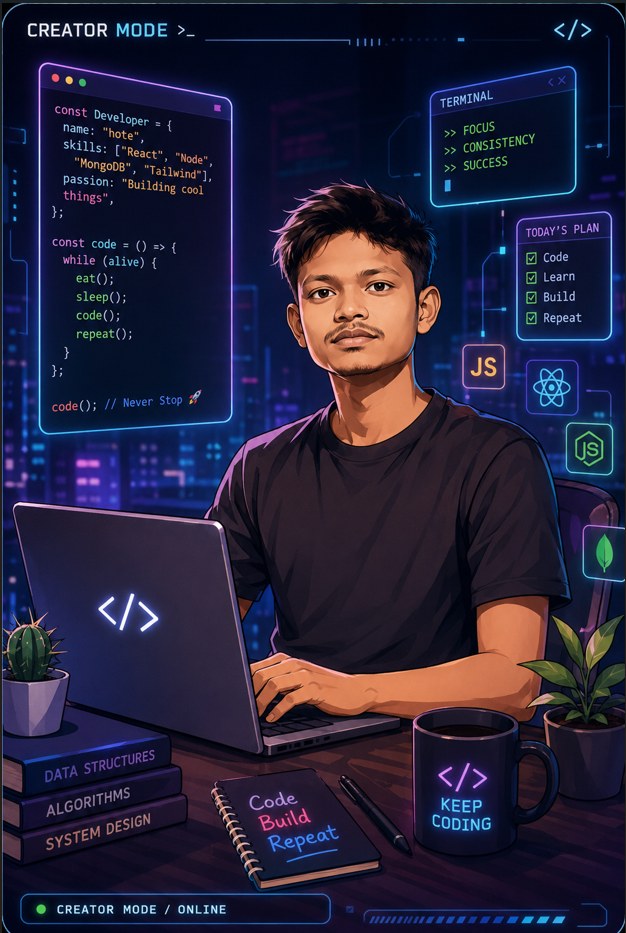Portrait illustration representing Uttam Kumar Bhartiya as a multidisciplinary software engineer
